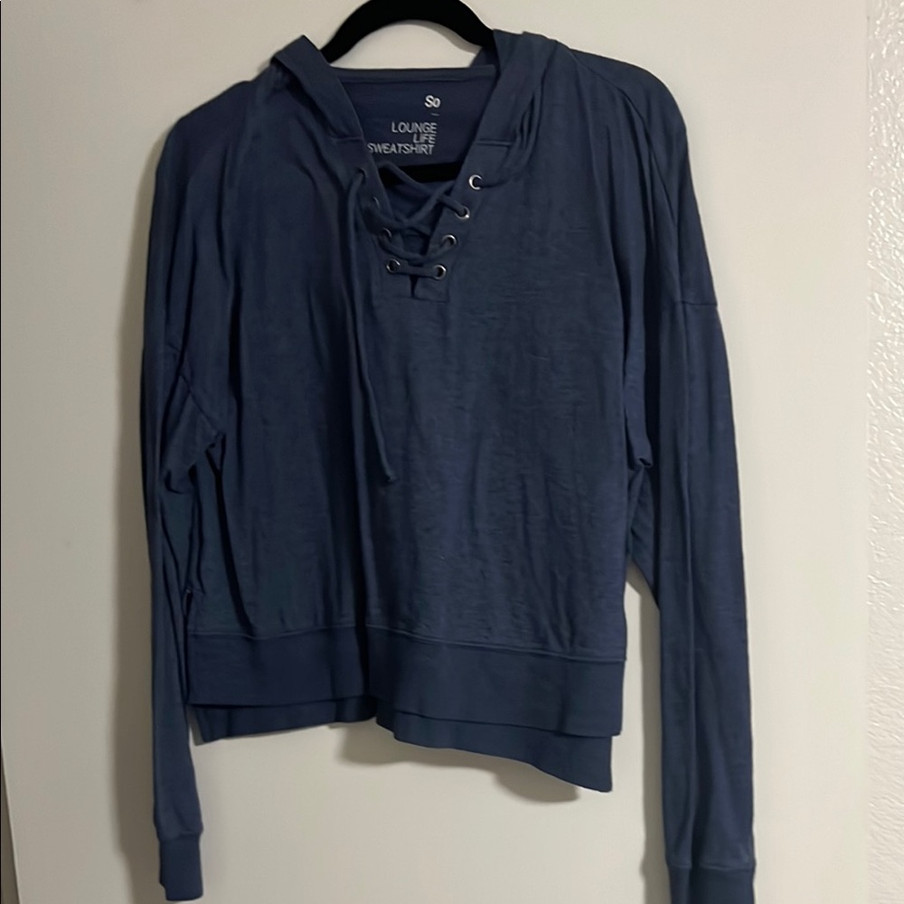 So Blue Lace-Up Women's Sweater